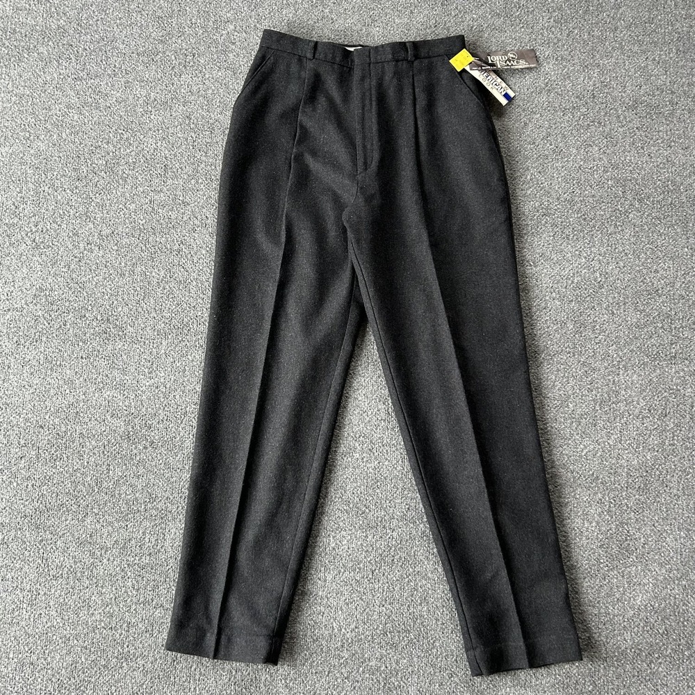 Vintage Lord Isaacs Dress Pants Juniors 13/14 Gray Wool Blend Lined Tapered‎ 90s
